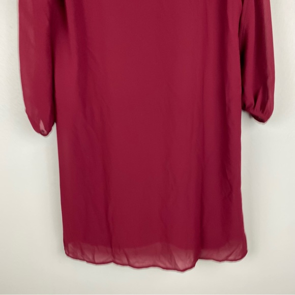 Lulu's Shifting Dears Wine Red Long Sleeve Mini Dress Size S - Picture 8 of 10